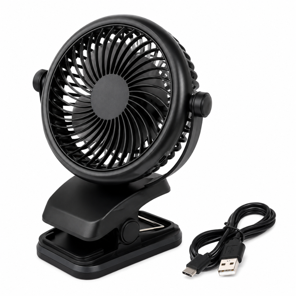 Mini Ventilador 3 En 1 Recargable Con Agarradera USB-C 5W Portátil