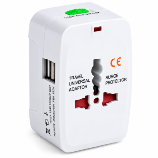 Adaptador Universal De Viaje 150 Países 2 USB USA UK Europa Australia NZ