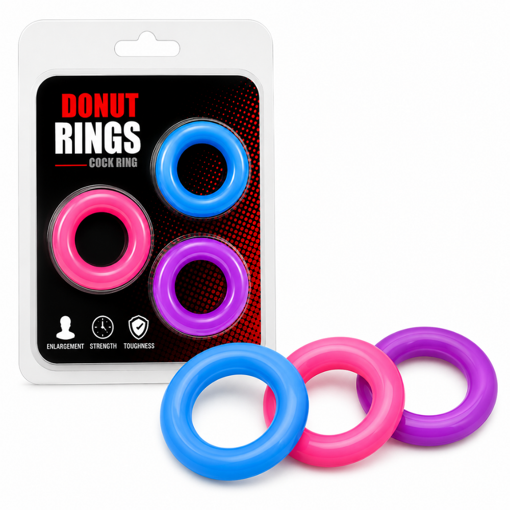 Set Anillos Retardantes X3 Silicona Flexible Masculino 3 Colores
