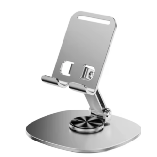 Soporte Celular Aluminio Ajustable Plegable Escritorio 13cm Metalizado Portátil