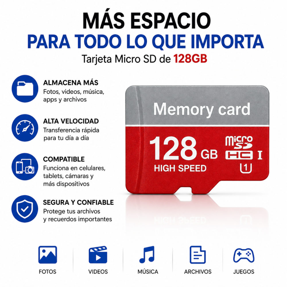 Micro SD 128GB Tarjeta De Memoria Para Celular Tablet Cámara Alta Velocidad - Image 3