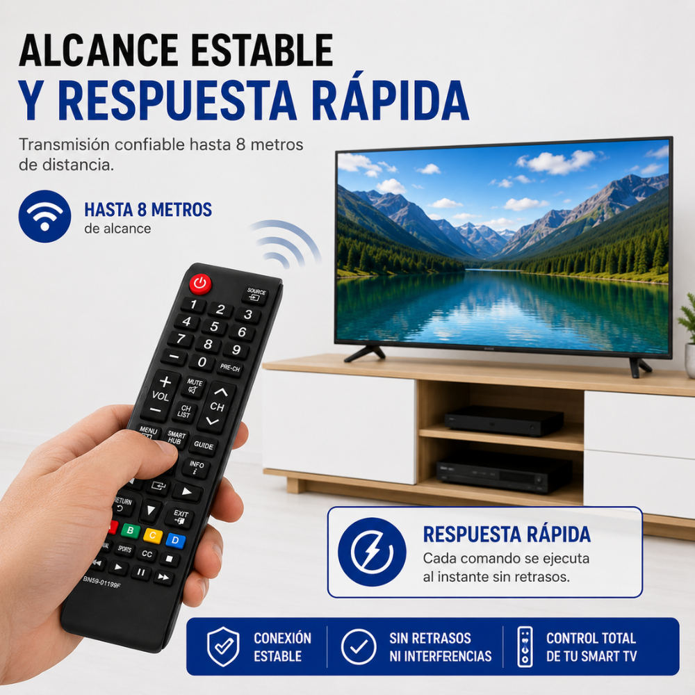 Control Remoto PARA Samsung Smart TV BN59-01199F Reemplazo + 2 Pilas AAA Incluidas - Image 5