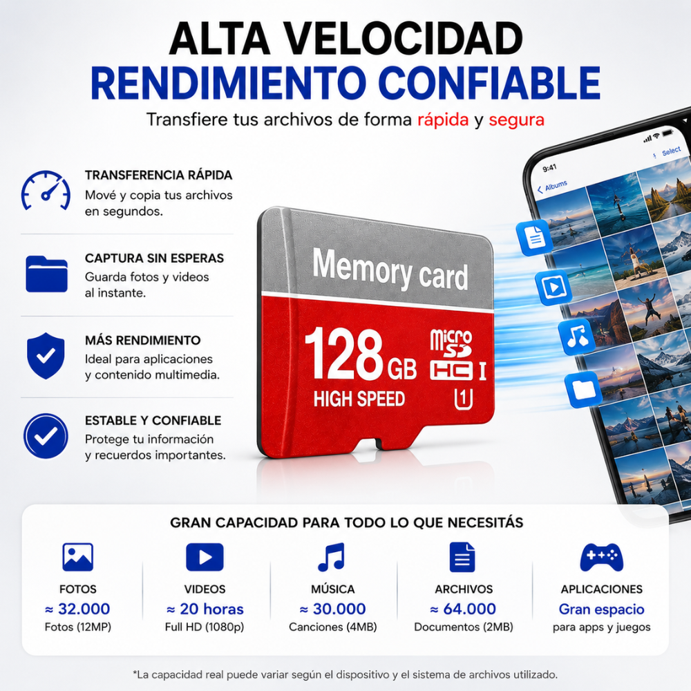 Micro SD 128GB Tarjeta De Memoria Para Celular Tablet Cámara Alta Velocidad - Image 5