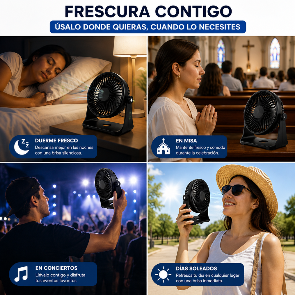 Mini Ventilador 3 En 1 Portátil USB-C De Mesa 5W Ajustable - Image 6