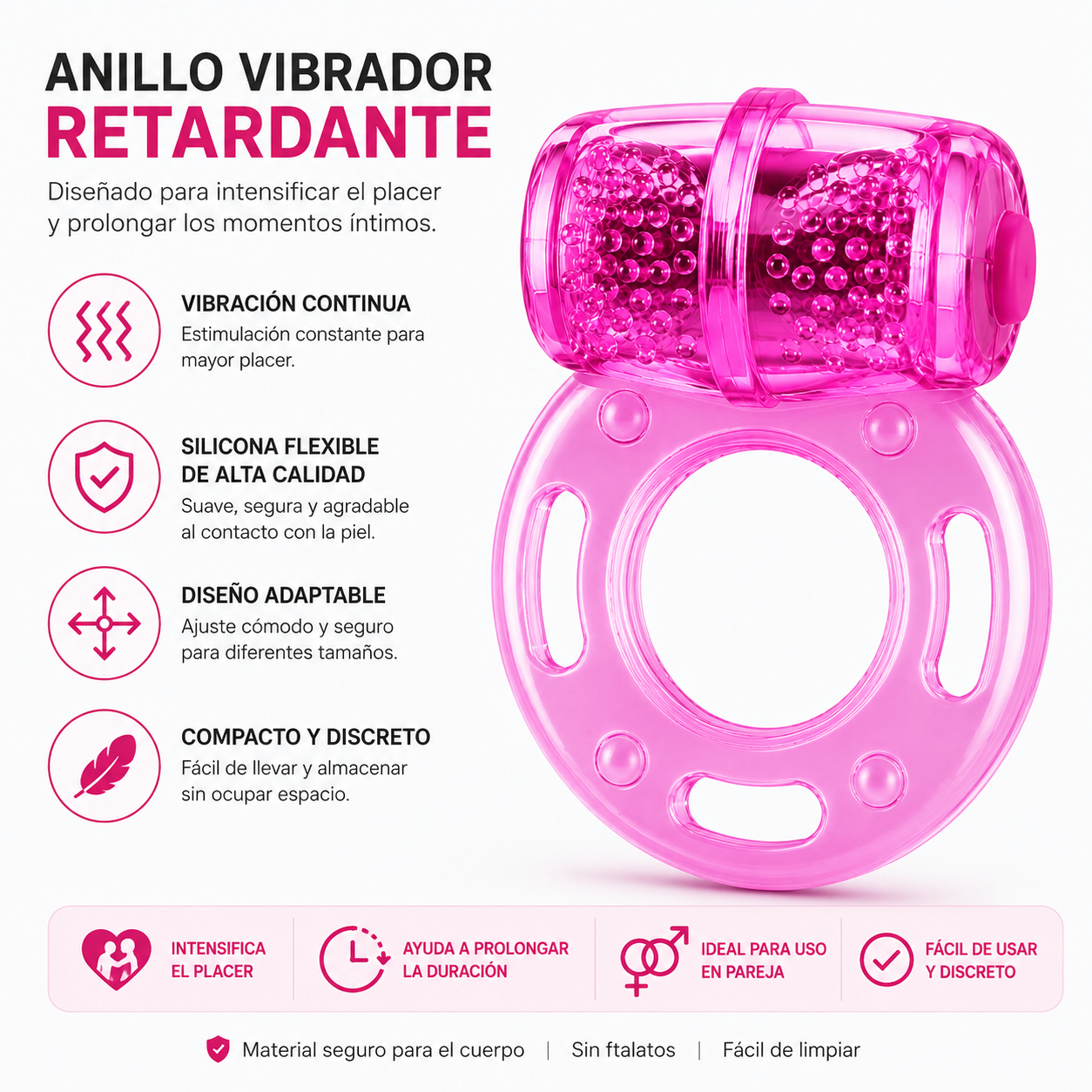 Anillo Vibrador Retardante Masculino Estimulador Para Pareja - Image 6