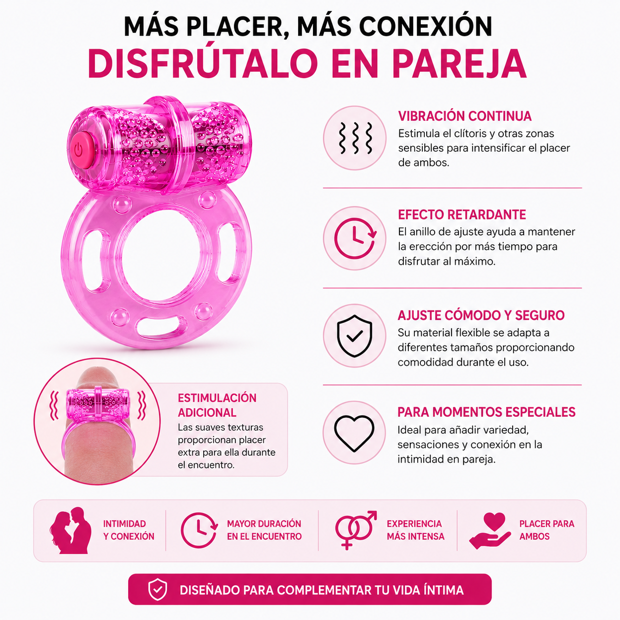 Anillo Vibrador Retardante Masculino Estimulador Para Pareja - Image 3