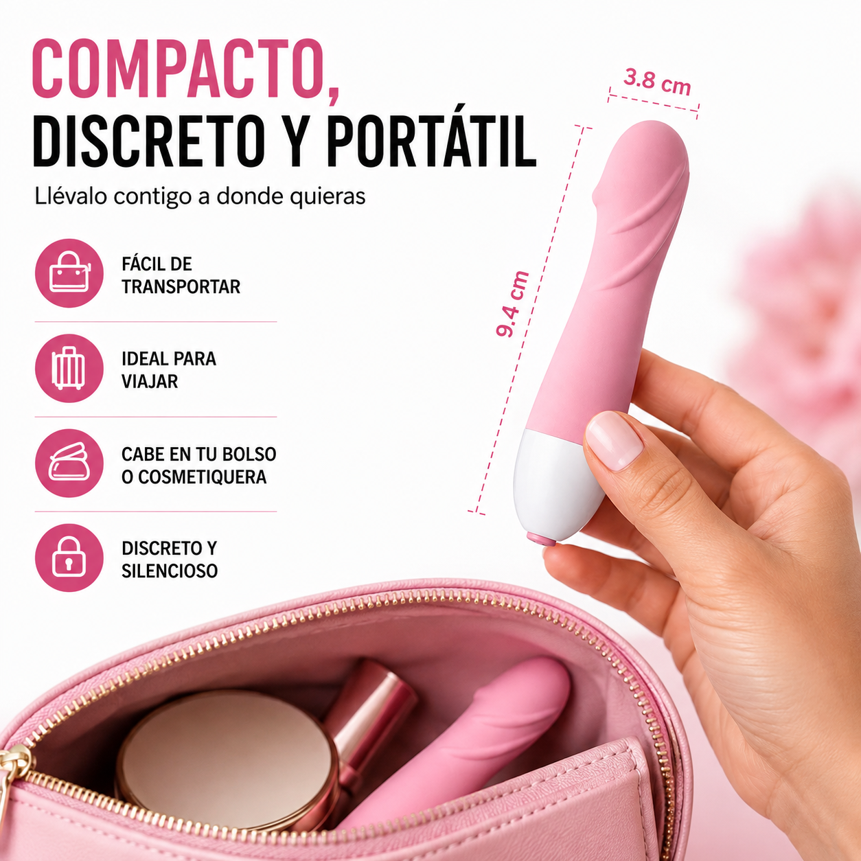 Mini Vibrador Bala Rosa Multivelocidad Estimulador Compacto - Image 4