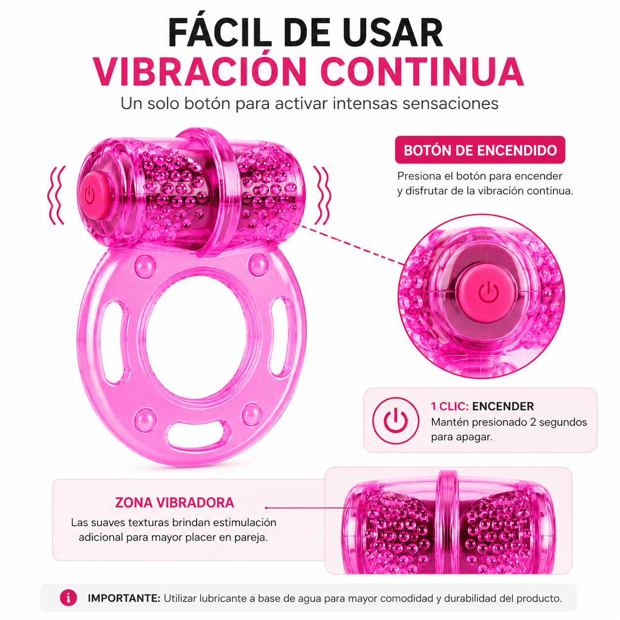 Anillo Vibrador Retardante Masculino Estimulador Para Pareja - Image 4
