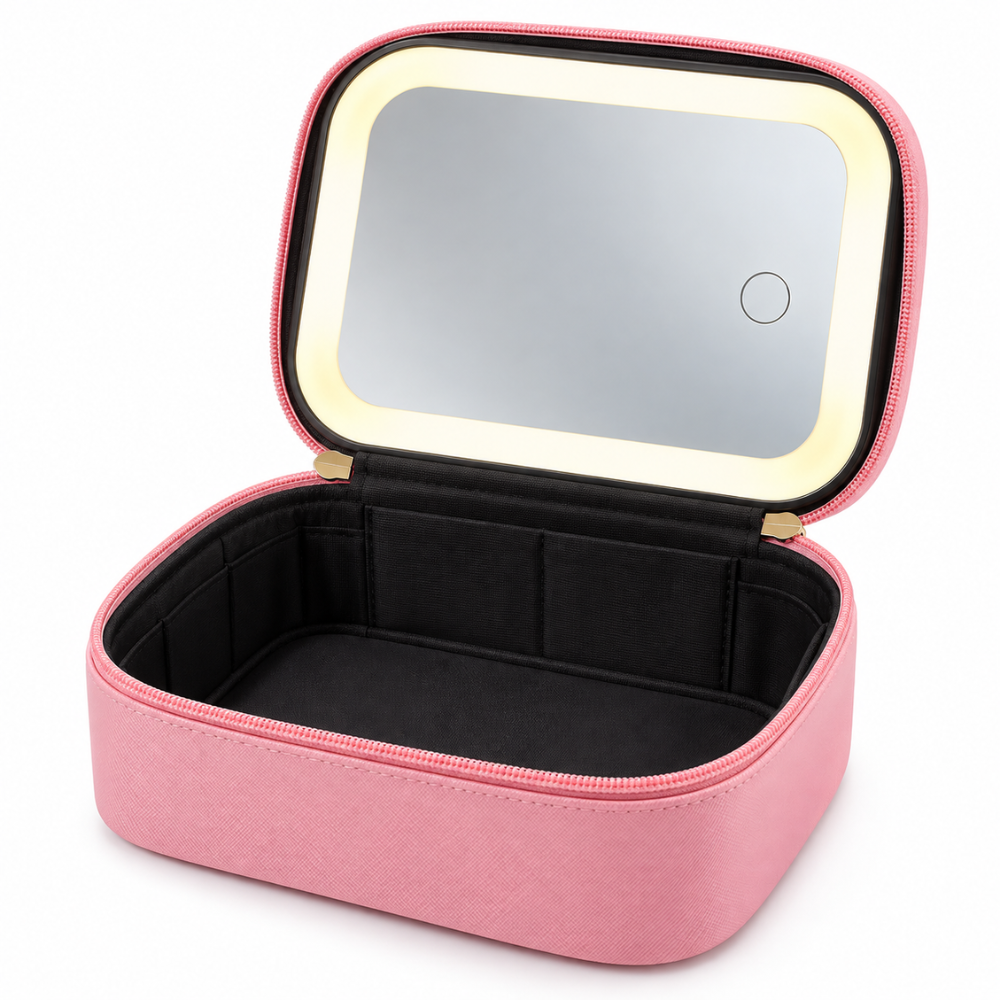 Cosmetiquera Organizador De Maquillaje Con Espejo LED 3 Luces