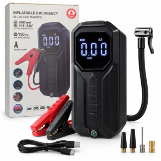 Arrancador Carro 1000A Compresor 150 PSI Power Bank 8000mAh Linterna LED