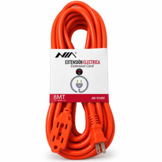 Extensión Eléctrica NIA 8 Metros 15A 1875W Cable Grueso 14AWG 3 Puestos