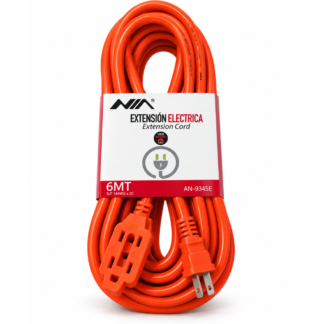Extensión Eléctrica NIA 6 Metros 15A 1875W Cable Grueso 14AWG 3 Puestos