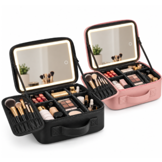 Maletín de Maquillaje con Espejo LED Táctil y Divisiones Ajustables Portátil Pro
