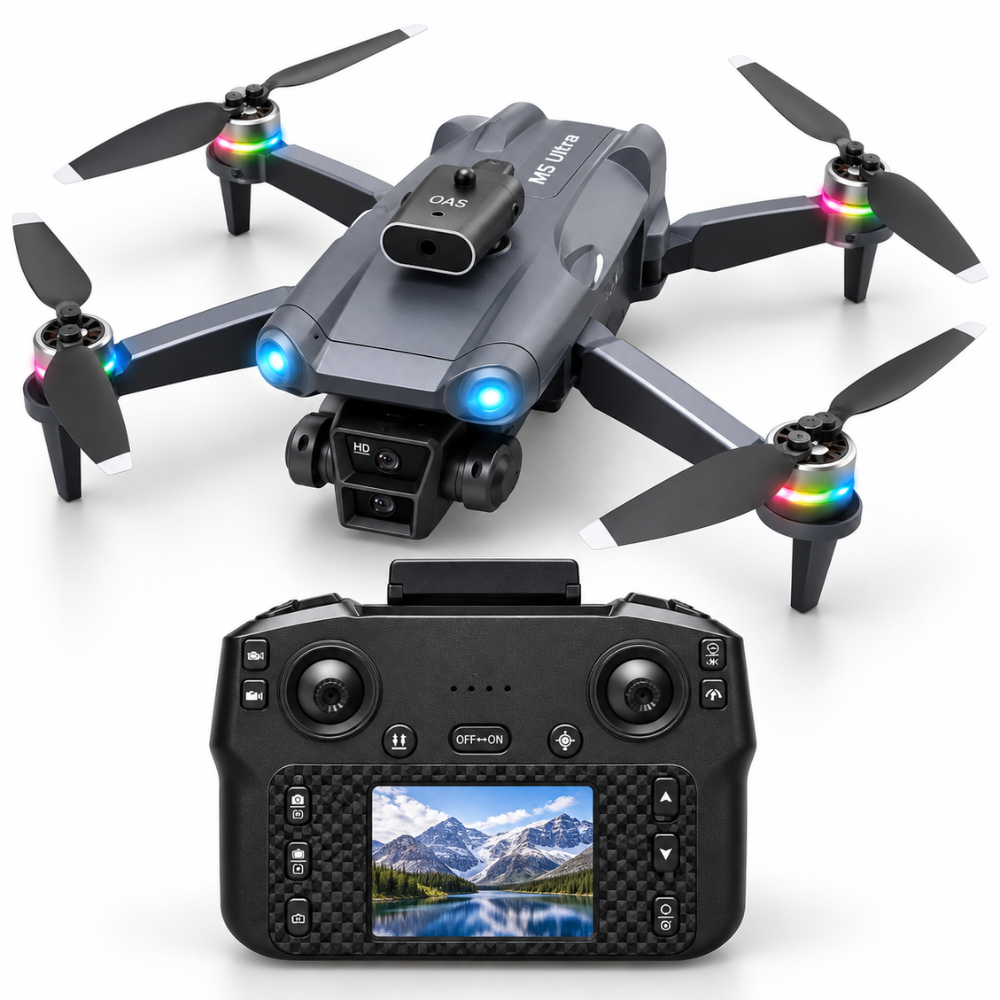 Drone M5 Ultra Cámara HD Plegable Control Con Pantalla Evita Obstáculos