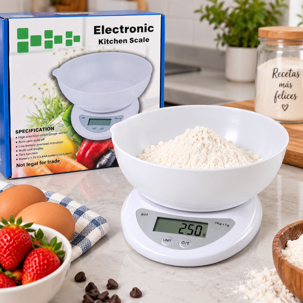 Balanza Cocina Digital 5kg X 1g Con Recipiente Medidor Para Alimentos - Image 2