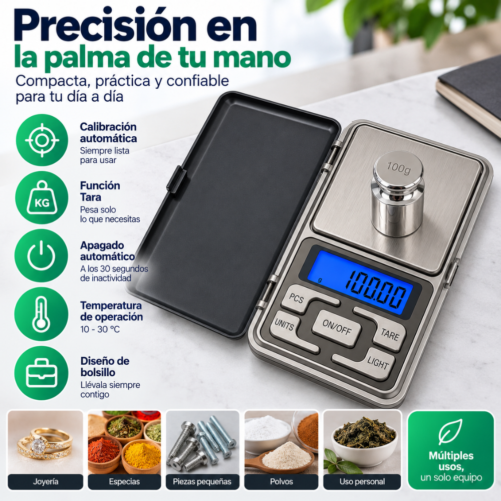 Báscula Digital De Bolsillo 500g 0.1g Gramera Portátil LCD Tara Conteo PCS - Image 2