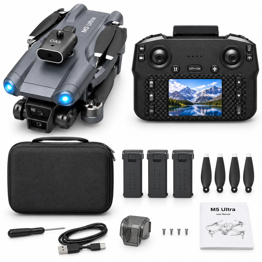 Drone M5 Ultra Cámara HD Plegable Control Con Pantalla Evita Obstáculos - Image 2