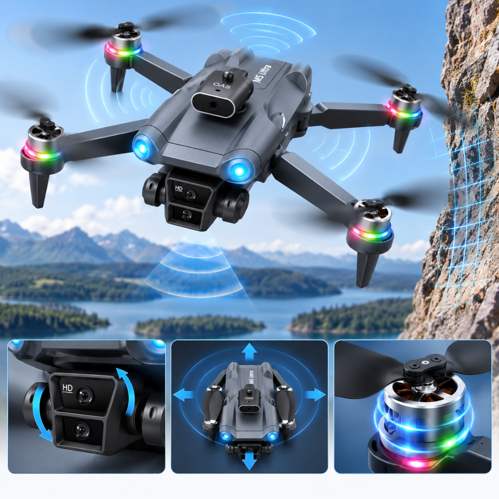 Drone M5 Ultra Cámara HD Plegable Control Con Pantalla Evita Obstáculos - Image 3