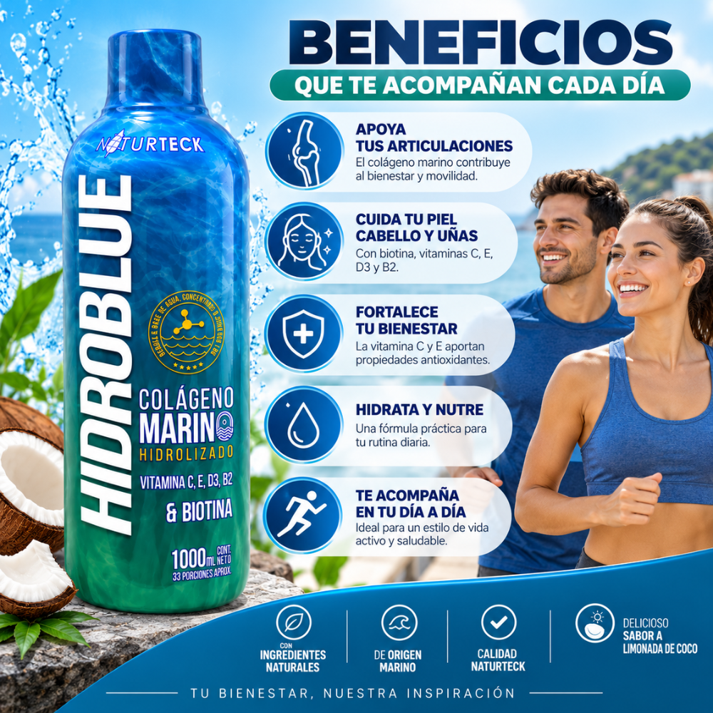 Colágeno Marino Hidrolizado Con Biotina Vitaminas C E D3 B2 1000ml - Image 4