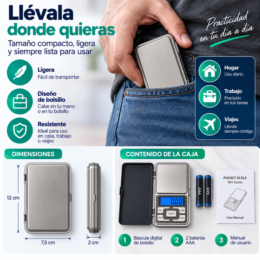 Báscula Digital De Bolsillo 500g 0.1g Gramera Portátil LCD Tara Conteo PCS - Image 4