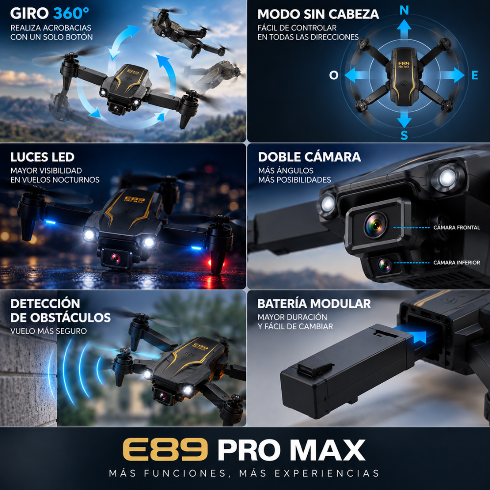 Drone E89 Pro Max Cámara Doble HD Control 2 Baterías Estuche - Image 4