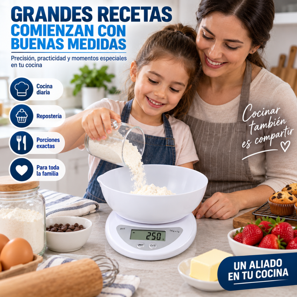 Balanza Cocina Digital 5kg X 1g Con Recipiente Medidor Para Alimentos - Image 5