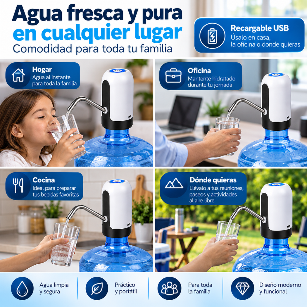Dispensador Automático De Agua Recargable USB Para Botellones Bomba Eléctrica - Image 5