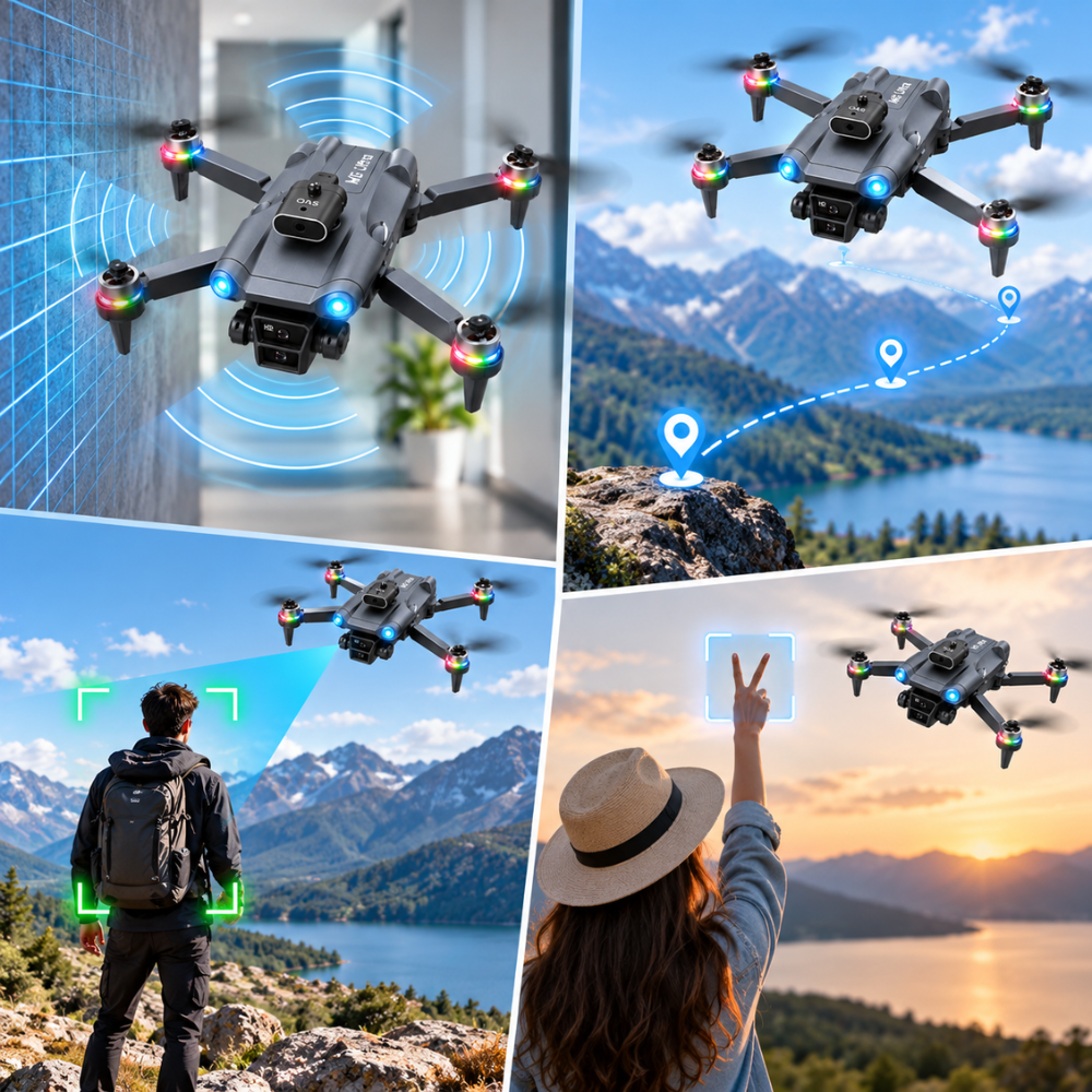 Drone M5 Ultra Cámara HD Plegable Control Con Pantalla Evita Obstáculos - Image 5