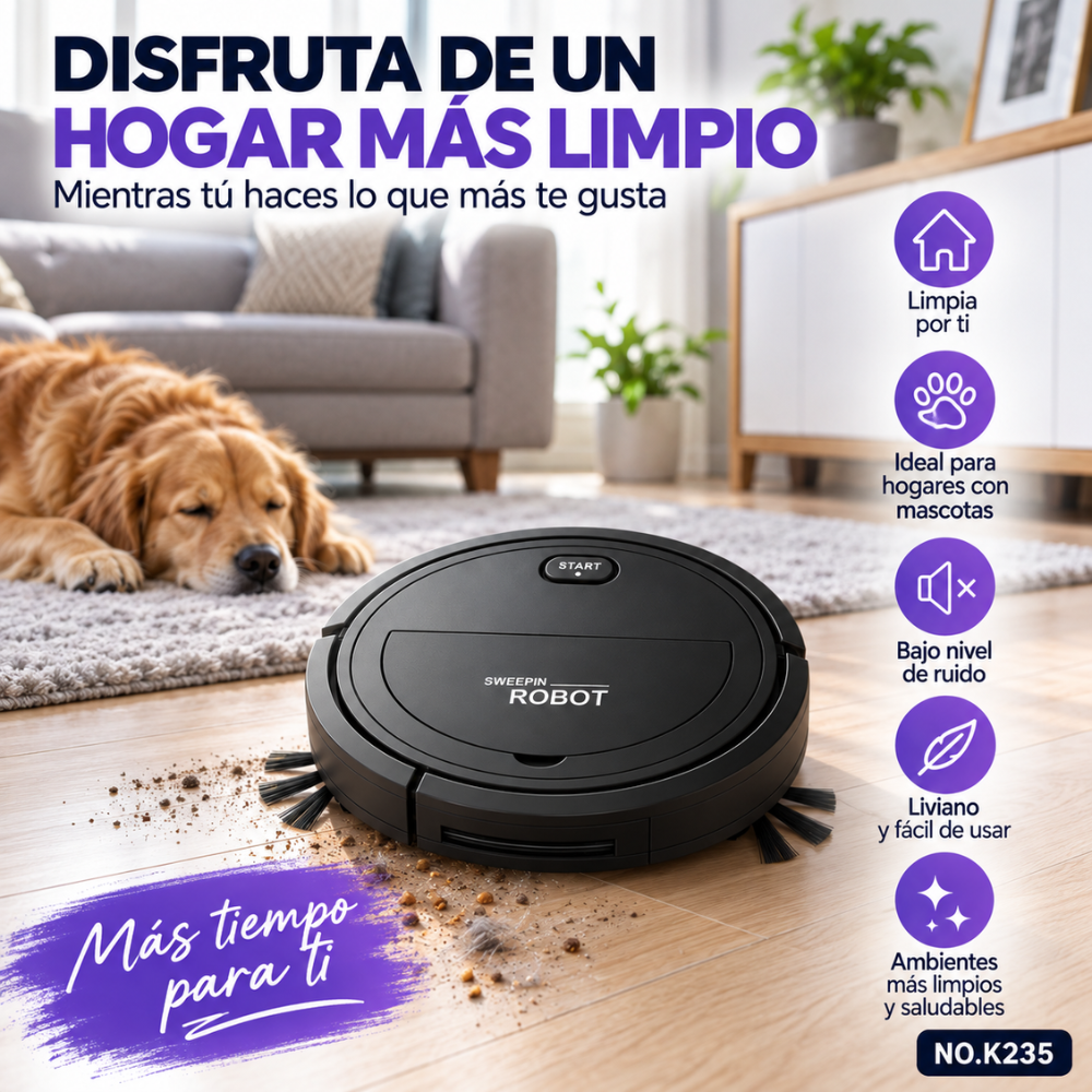 Robot Aspiradora K235 1200mAh Recargable Mopa Limpieza Automática - Image 6