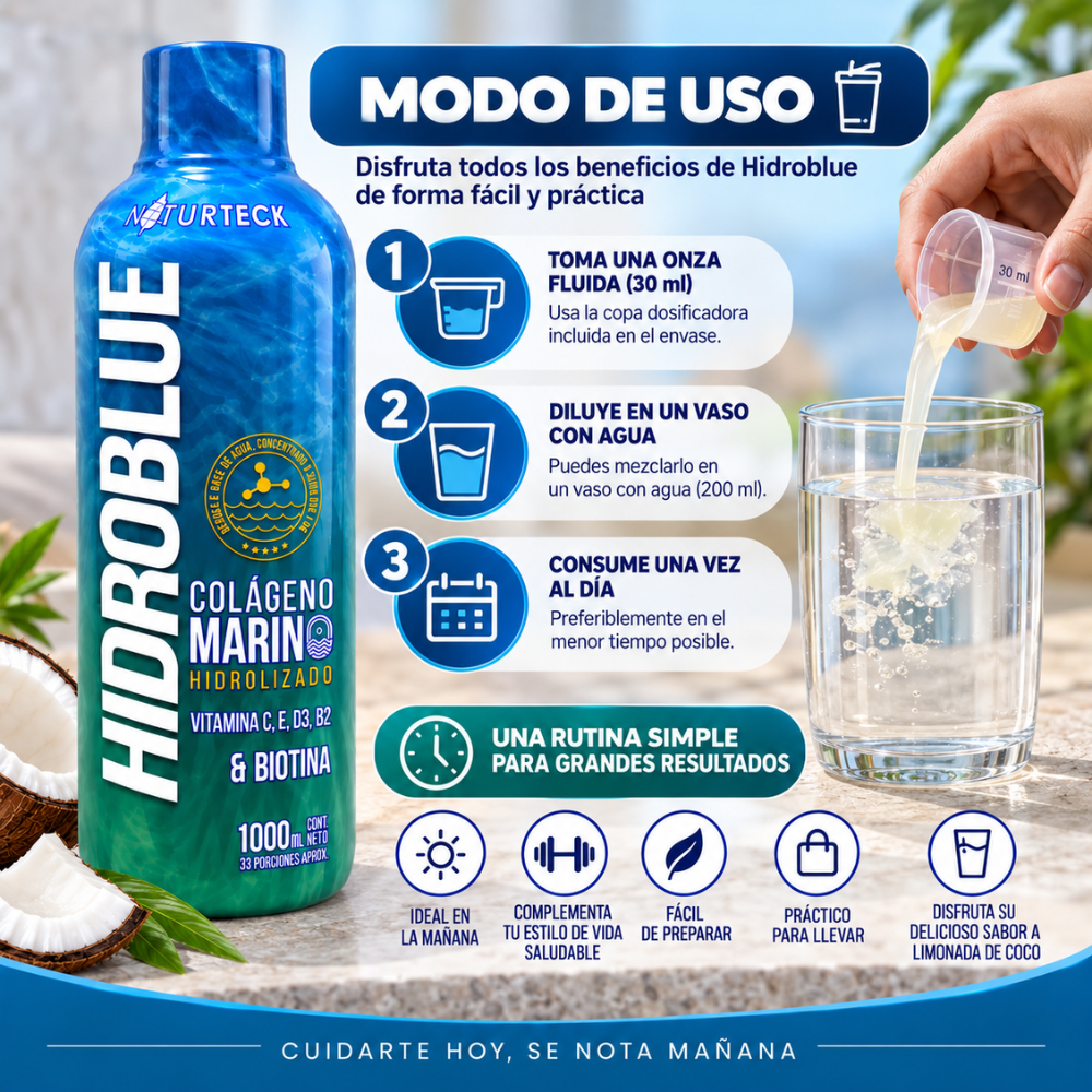 Colágeno Marino Hidrolizado Con Biotina Vitaminas C E D3 B2 1000ml - Image 6