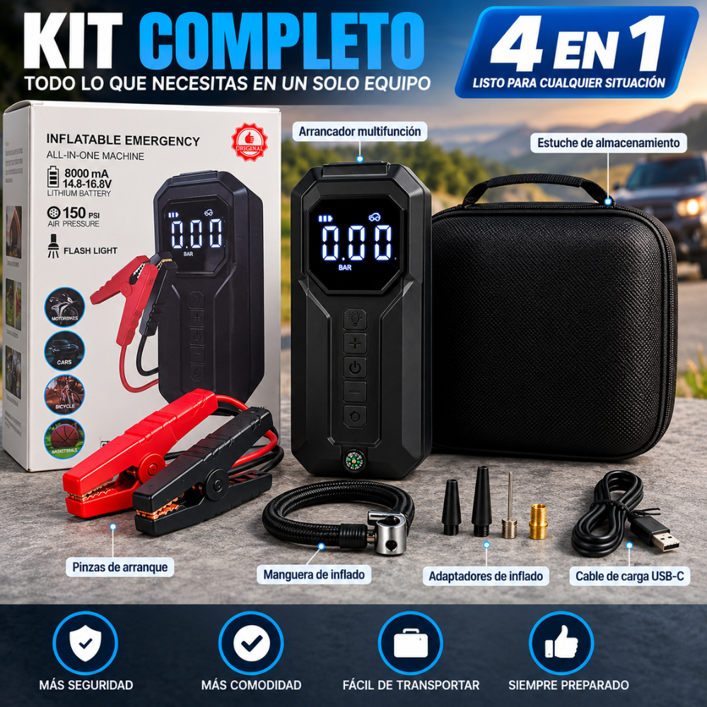 Arrancador Carro 1000A Compresor 150 PSI Power Bank 8000mAh Linterna LED - Image 6