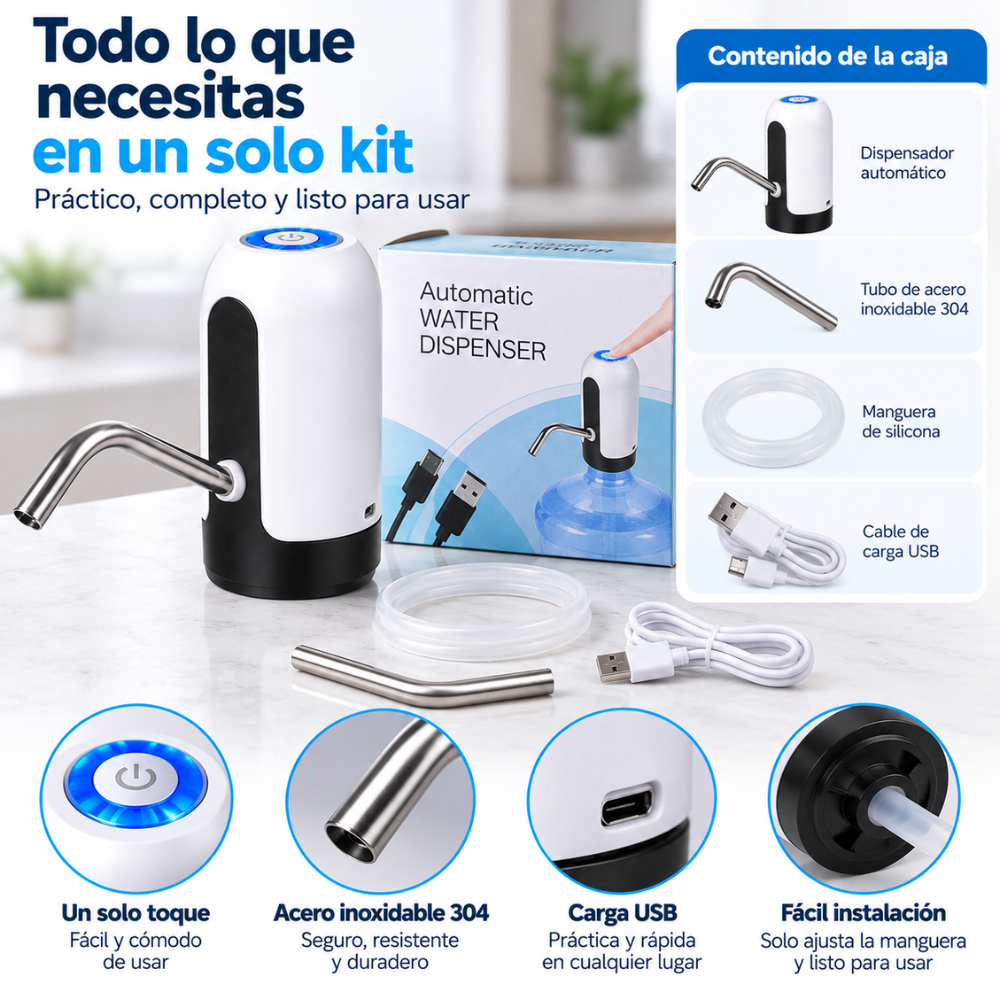 Dispensador Automático De Agua Recargable USB Para Botellones Bomba Eléctrica - Image 6