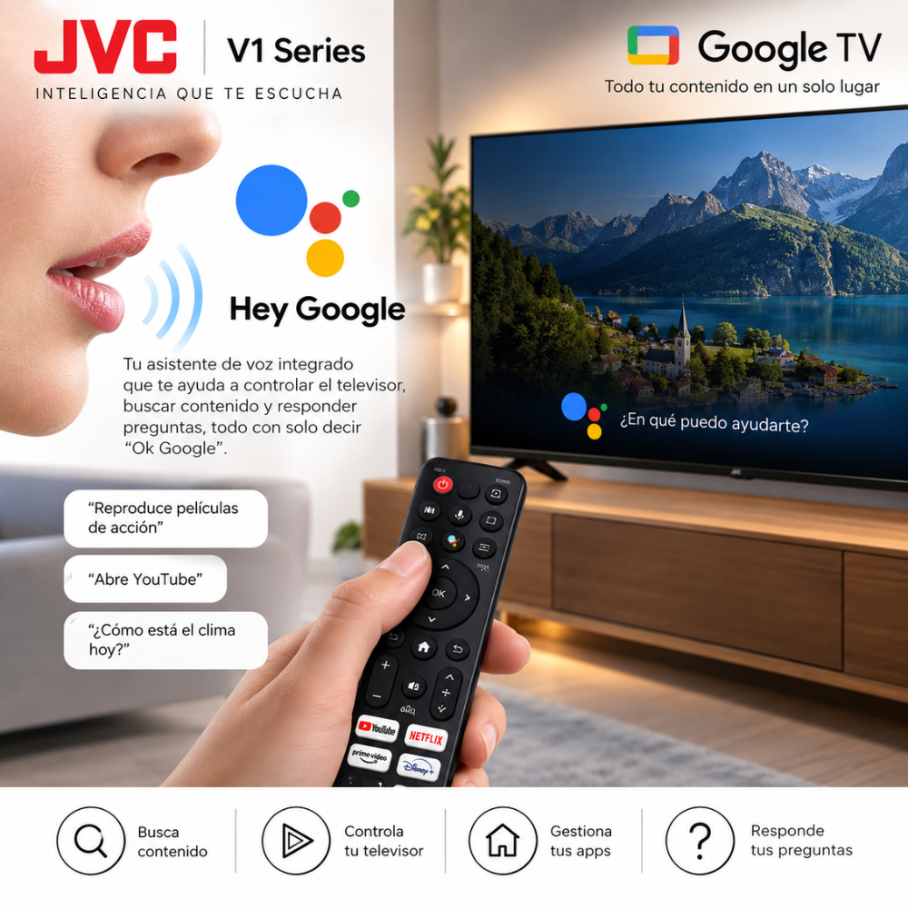 Smart TV JVC 43 Pulgadas QLED Google TV HDR10 Dolby Audio Bluetooth WiFi - Image 6