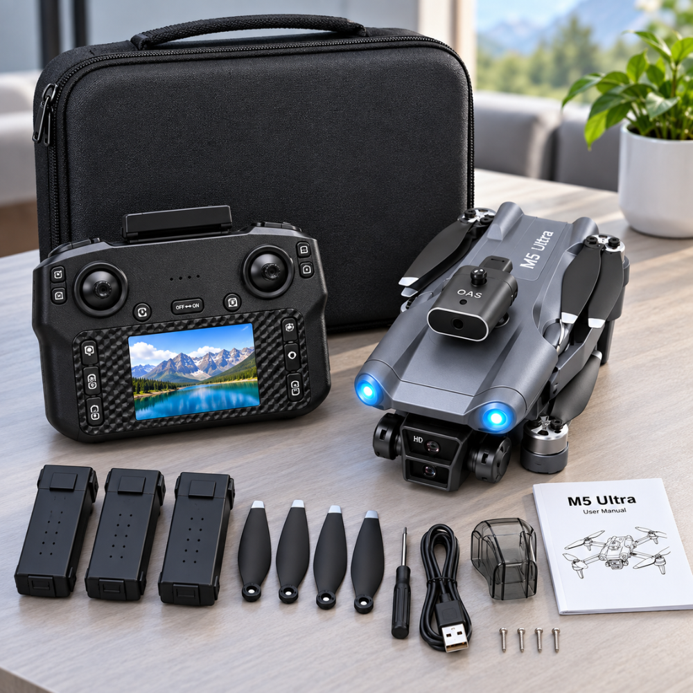 Drone M5 Ultra Cámara HD Plegable Control Con Pantalla Evita Obstáculos - Image 6