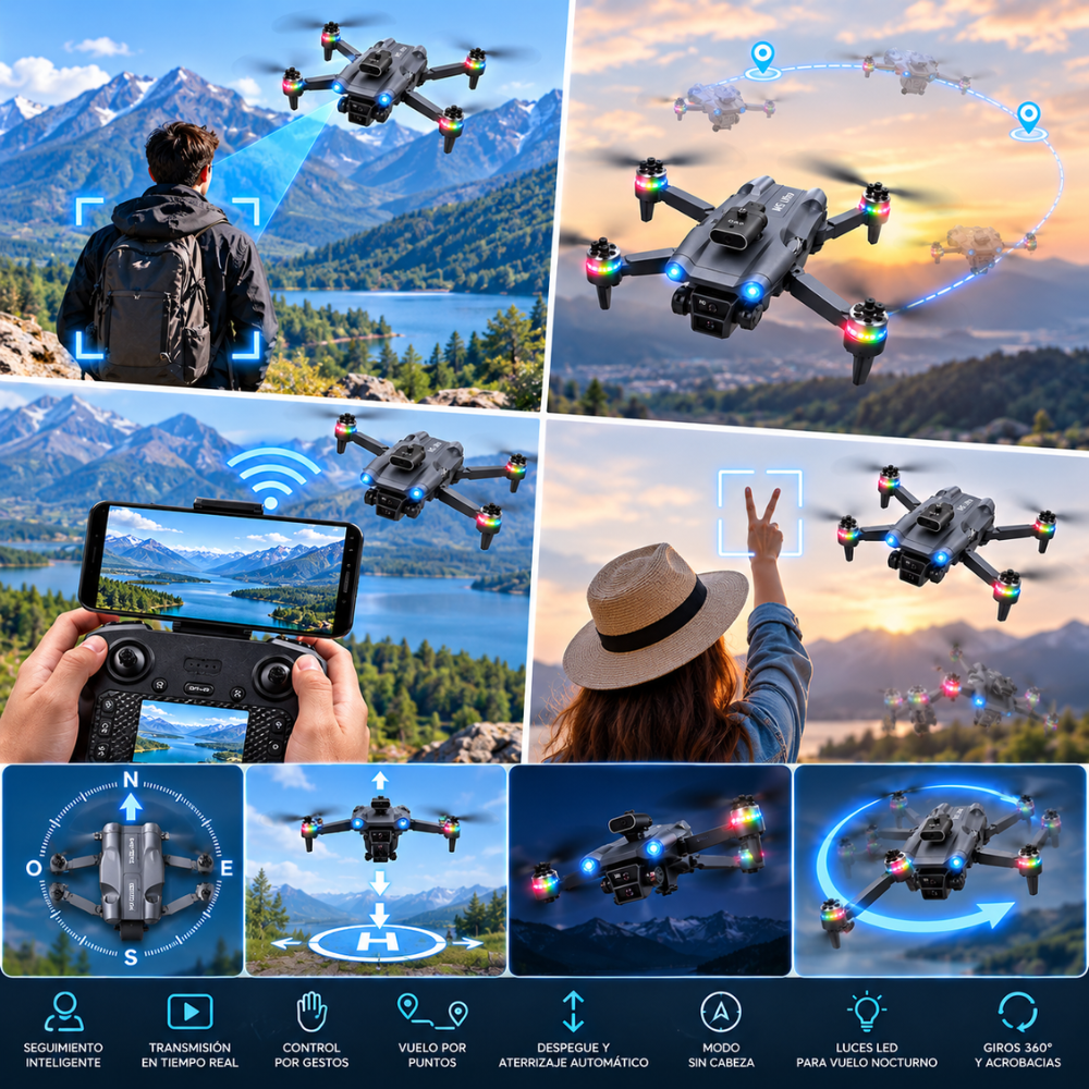 Drone M5 Ultra Cámara HD Plegable Control Con Pantalla Evita Obstáculos - Image 7