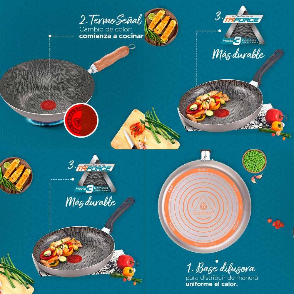 Batería de Cocina 10 Piezas Antiadherente IMUSA Talent con Ollas y Sartenes - Image 7