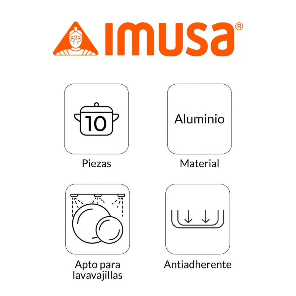Batería de Cocina 10 Piezas Antiadherente IMUSA Talent con Ollas y Sartenes - Image 9