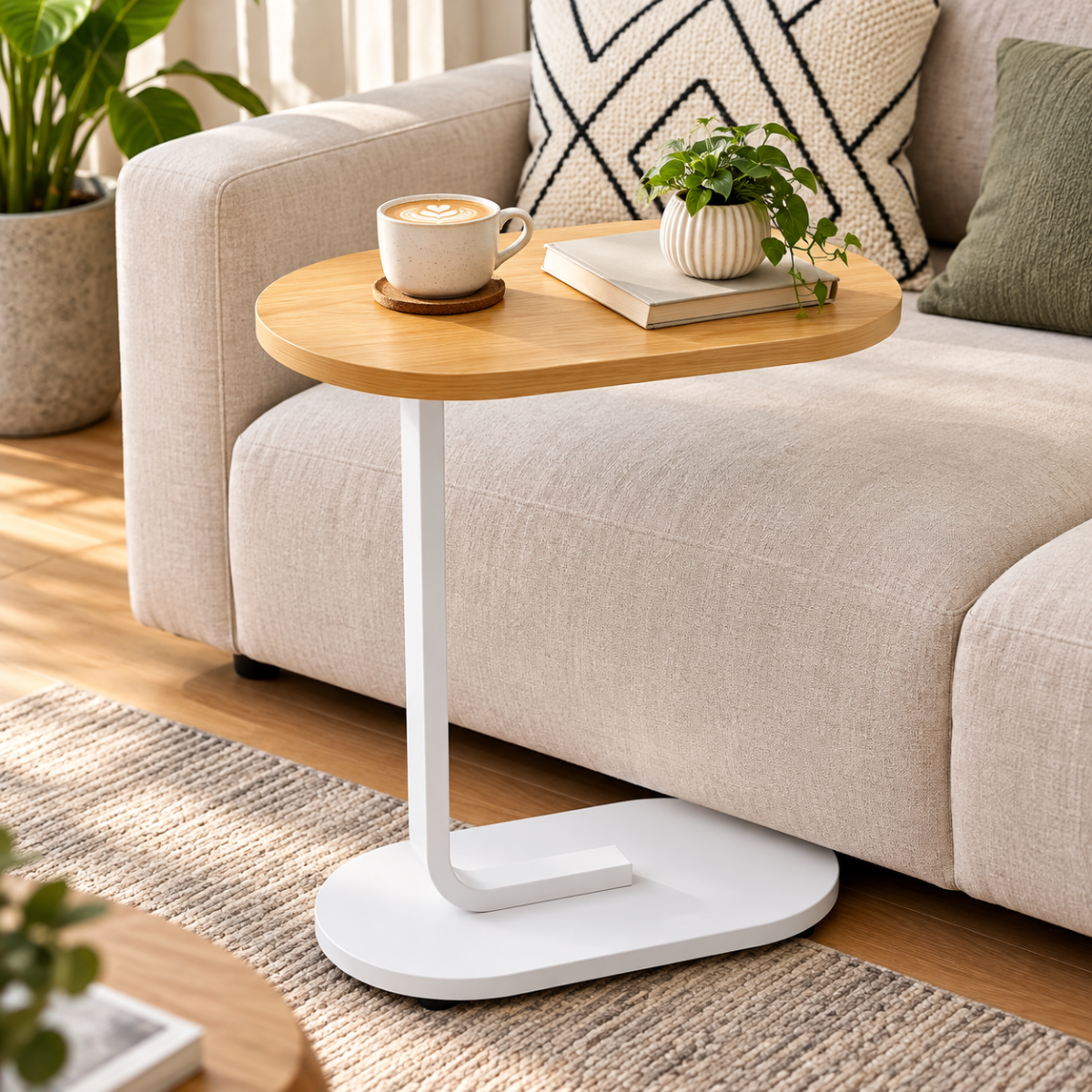 Mesa Auxiliar Tipo C Moderna Para Sala, Sofá, Cama Y Espacios Pequeños - Image 3