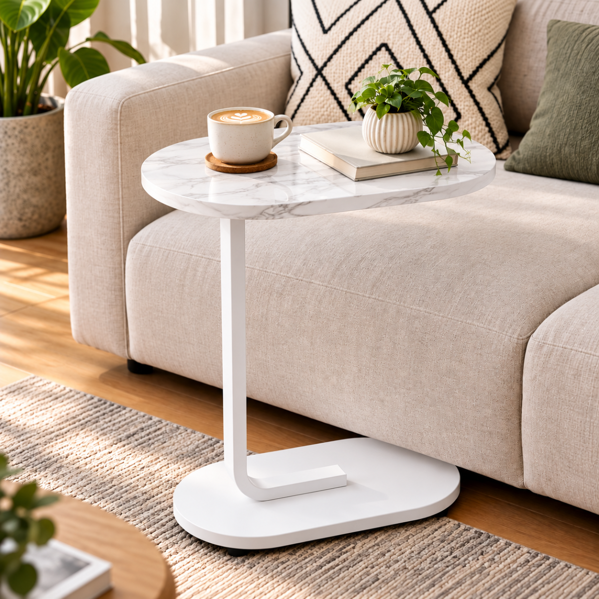Mesa Auxiliar Tipo C Moderna Para Sala, Sofá, Cama Y Espacios Pequeños - Image 4