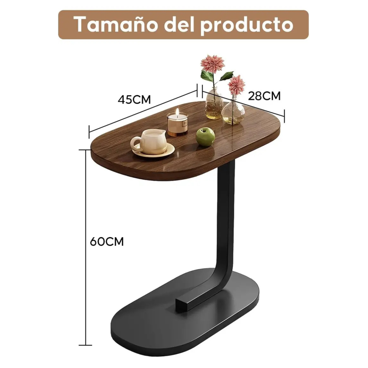 Mesa Auxiliar Tipo C Moderna Para Sala, Sofá, Cama Y Espacios Pequeños - Image 11