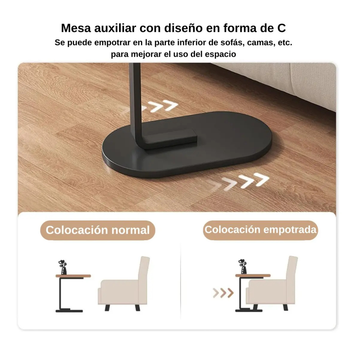 Mesa Auxiliar Tipo C Moderna Para Sala, Sofá, Cama Y Espacios Pequeños - Image 13